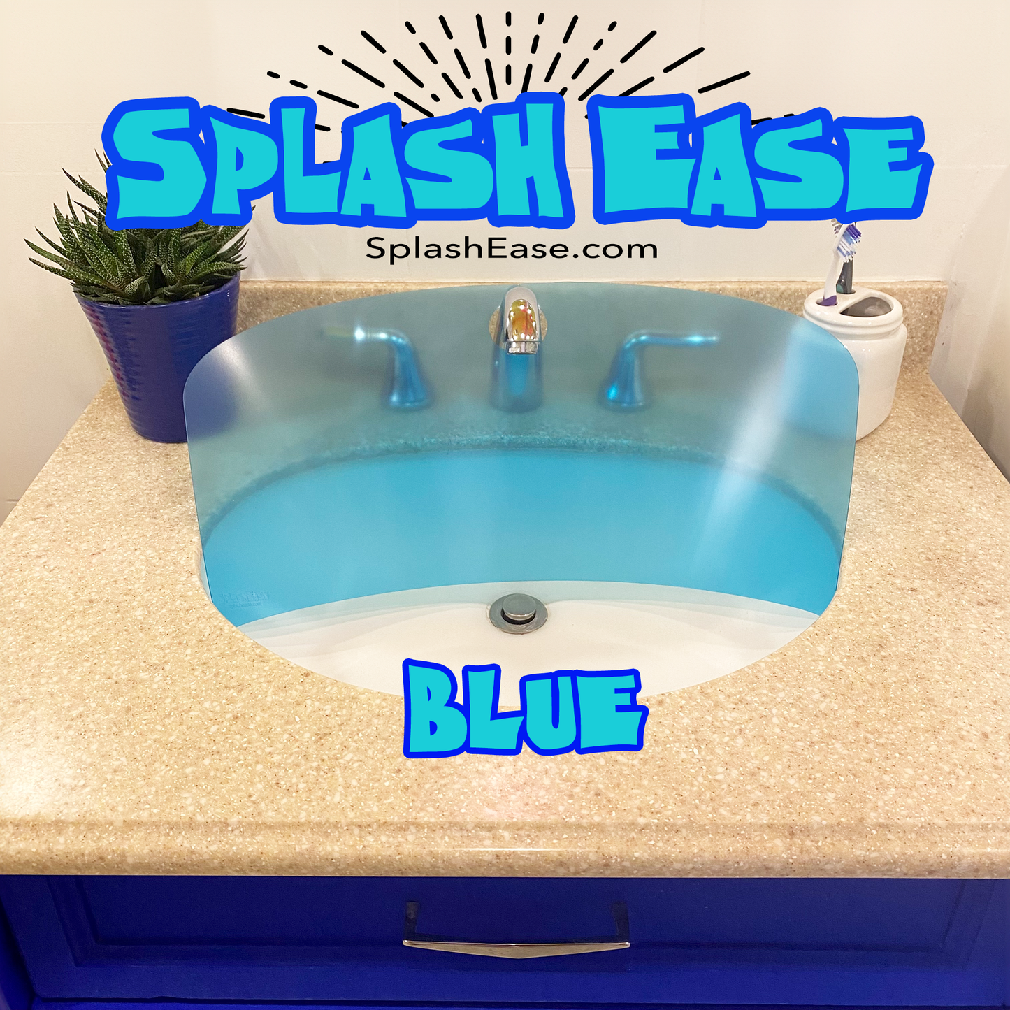 Designer Blue SplashEase Bathroom Sink Splash Guard by SplashEase.com