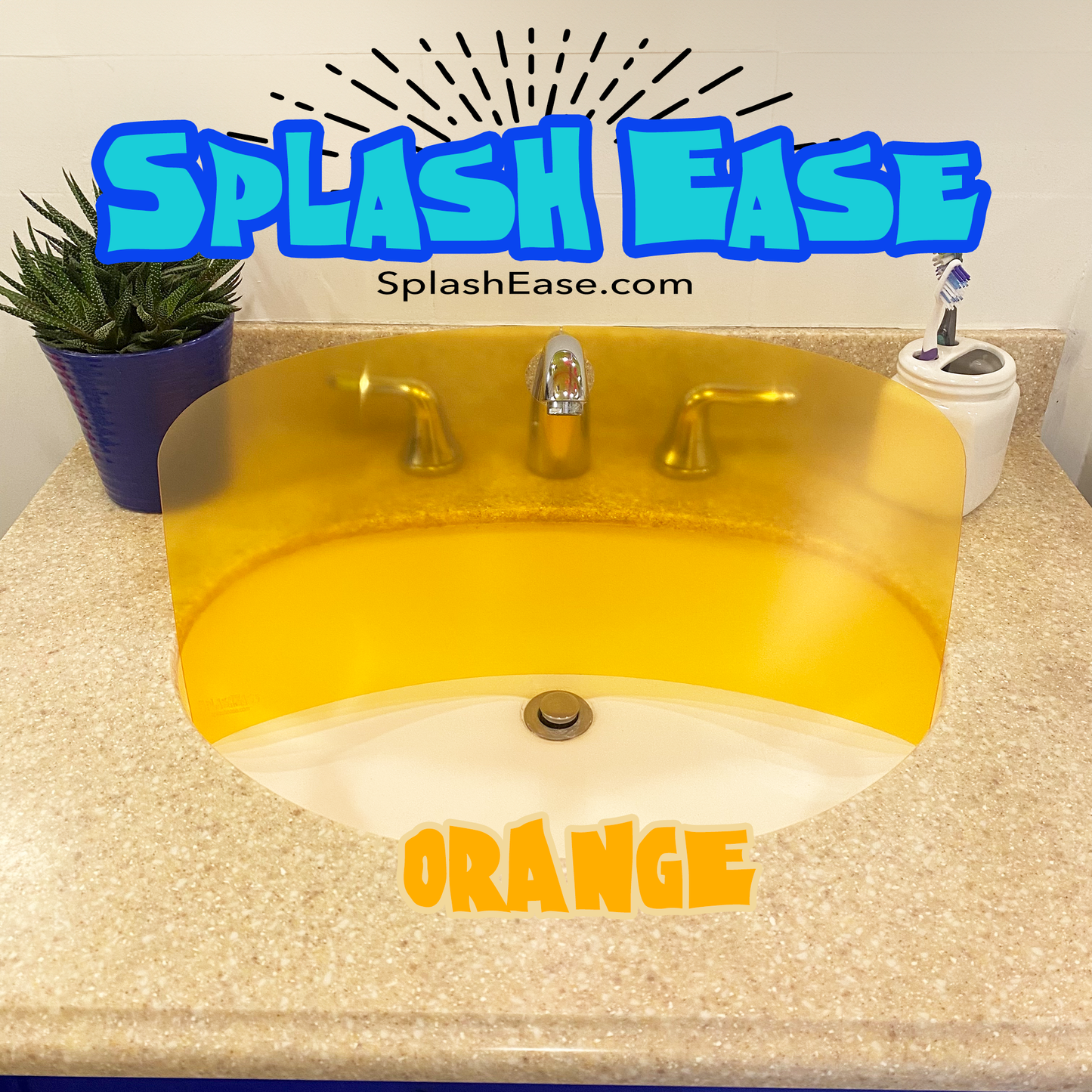 Designer Orange SplashEase Bathroom Sink Splash Guard by SplashEase.com