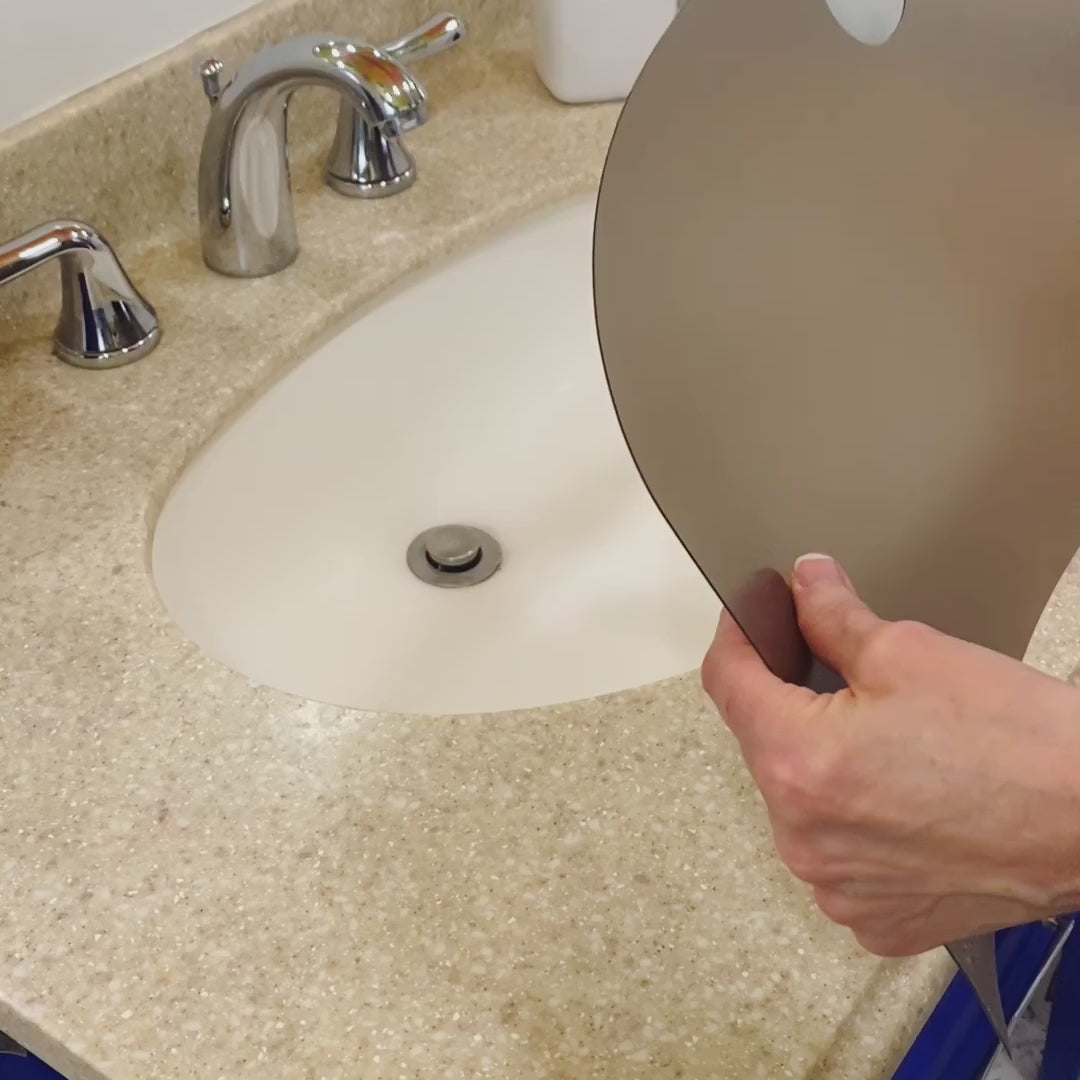 Installation demonstration of Splash Ease Bathroom Sink Guard - simple and easy to install in literally SECONDS!