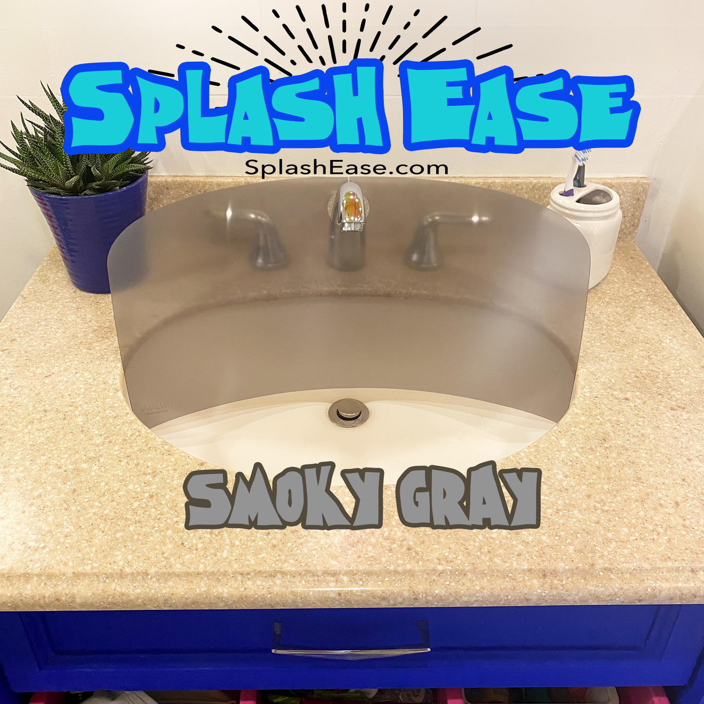 Designer Smoky Gray SplashEase Bathroom Sink Splash Guard by SplashEase.com